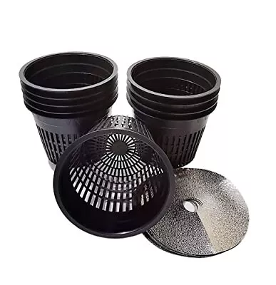 5 Inch Net Pots Raised Center Bottom Mesh Side Wide Rim Round Cup Design With Fr • $28.48