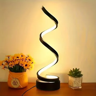 Novelty Spiral Shape Table Lamp Light USB LED Night Study Bedroom Living Room • £12.48