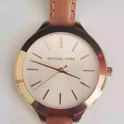 Michael Kors Slim Runway Rose Gold-Tone And Leather Women's Watch MK2284 42mm • $65