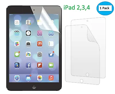 Clear HD Screen Protector Guard Cover For Apple IPad 4 3 & 2 Gen Cloth +App Card • £2.33