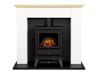 Adam Chester Fireplace Pure White + Hudson Electric Stove Black 39  • £219.95