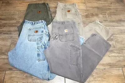 LOT Of 4 - Mens CARHARTT Carpenter Denim Cotton Duck Work Pants Size 40 X 34/36 • $59.95