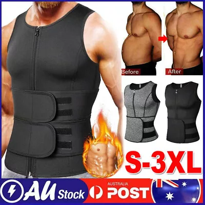 $8.45 • Buy Men Sweat Tank Top Sauna Suit Neoprene Vest Waist Trainer Body Shaper Gym Shirt