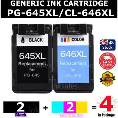 4x Generic PG-645XL CL-646XL Ink For Canon MG3060 2460 TR4560 MX496 TS3160 3360 • $96.90