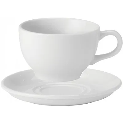 12oz Cappuccino Cup And Saucer Set White Porcelain Set Of 6 Great Value Crockery • £35.22