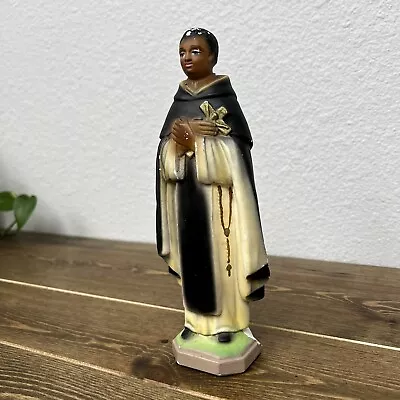 Vintage St Martin De Porres CHALKWARE Statue Catholic Saint Icon Idol • $45.76