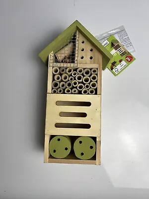 Large Insect Bug Bee Hotel Hanging Wooden House Ladybird Nest Wood Shelter Box • £15.38