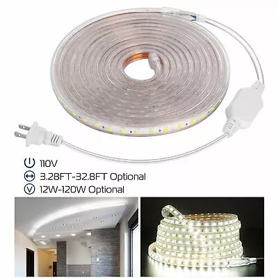 110V LED Strip Light SMD 5050 Flexible Tape Home Outdoor Lighting Rope + US Plug • $8.99