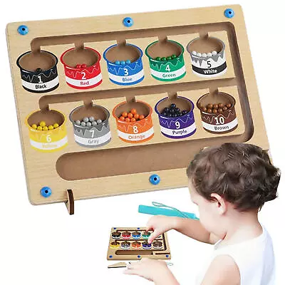 Magnetic Color And Number Maze Wooden Magnet Board Puzzles Kid Educational Toy  • $34.46
