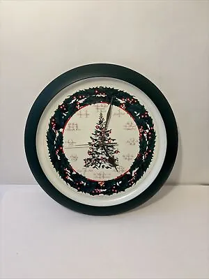 Vintage 1999 Jerry Schurr Christmas Tree Wreath Musical Wall Clock 12 Songs • $15