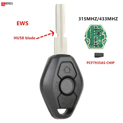 $15.29 • Buy EWS Remote Control Key Fob For BMW 3 Button 315MHz HU58 Blade ID44 PCF7935 Chip