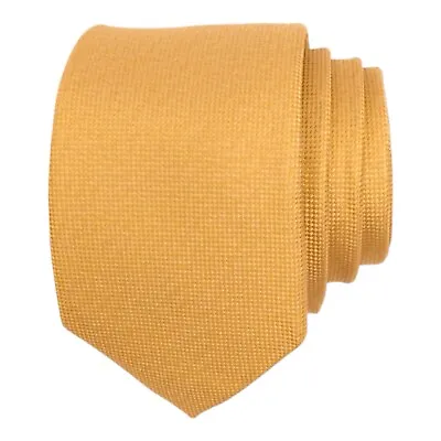 1901 Nordstrom Mens Slim Tie 100% Silk Gold Solid Micro Dot Narrow Dress Necktie • $12.78