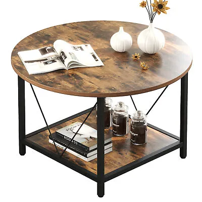 Round Coffee Table Center Coffee With Storage Shelf For Living Room Home Office • $65.99