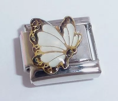 £2.99 • Buy WHITE BUTTERFLY Italian Charm - APRIL Birthstone 9mm Fits Classic Bracelets N7 