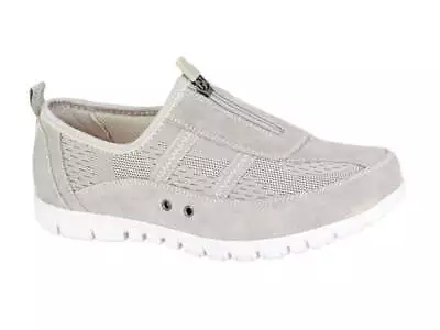 Ladies Sneakers Shoes Grey Trainers With Zip EEE Wide Fit L535F • £29.99