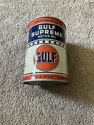 $41 • Buy Gulf Supreme Motor Oil Can Bullseye Empty