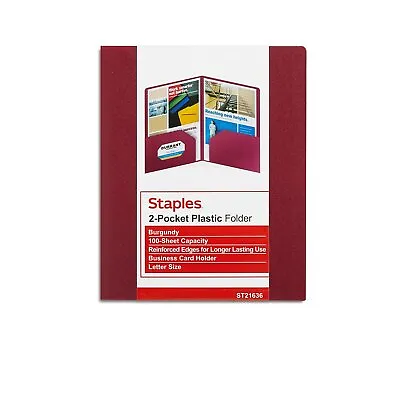 Staples Poly 2-Pocket Folders Burgundy Each (21636-CC/20634) 431490 • $9.98