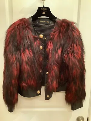 BALMAIN X H&M Fabulous Faux Fur Jacket DESIGNER STATUS PIECE U.S. Size 6 M NWT • $195