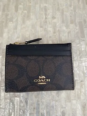 Coach Mini Skinny Id Case In Signature Canvas Gold/Brown Black F88208 • $101.06