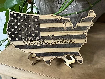 Wood US We The People Flag Cutout Decor • $8