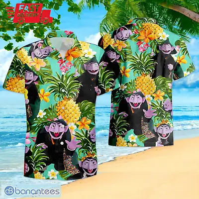 Funny The Muppet Count Von Count Pineapple Tropical Hawaiian Shirt US Size • $27.99