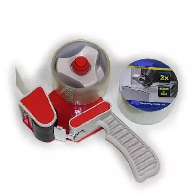 Packing Packaging Tape Gun Dispenser + 2 Free Clear Rolls 48mmx15M Parcel Strong • £6.99