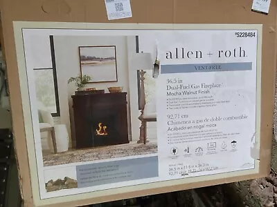 NEW Allen Roth 36.5  Dual-Fuel Gas Fireplace Mocha Walnut Finish Vent Free • $250