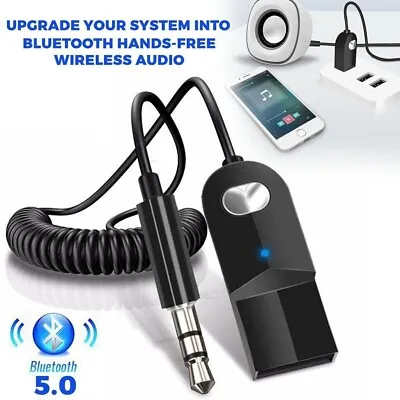 Bluetooth Aux Adapter Dongle Cable USB To 3.5mm Jack Car Audio Aux Bluetooth 5.0 • £6.99