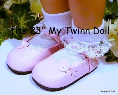 PINK W/Side Bow MARY JANES DOLL SHOES Fits 23  MY TWINN DOLL CLOTHES • $7.98