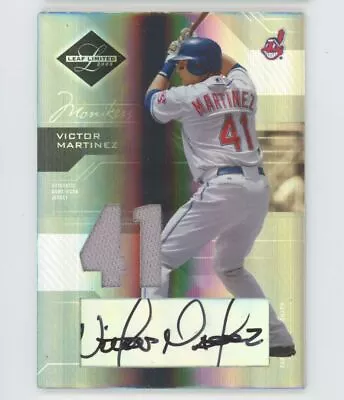 Victor Martinez 2005 Leaf Limited Monikers Material Jersey Number Silver Auto • $24.99
