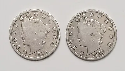 1912-P & 1912-D Liberty Head “V” Nickel Coins • $9.95