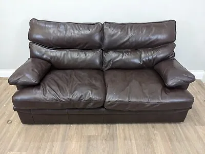 SOFA G Plan 2.5 Seater Chocolate Brown Leather Settee Low Profile Zip On Cushion • £124.50