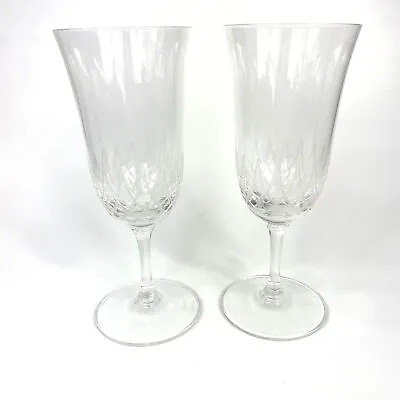 2 Vera Wang WEDGWOOD Infinity Crystal Fluted Water Ice Tea Goblets Glasses • $46