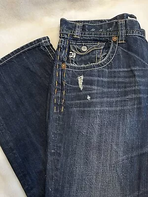 MEK Denim Jeans Mens Size 36x29 Blue New York Boot Cut Button Fly Distressed • $19.99