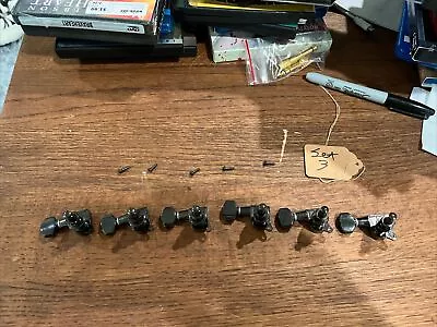 90s Ibanez Gotoh Guitar Cosmo Black 6 In Line Tuning Pegs Tuners Set 3 Nice!! • $29