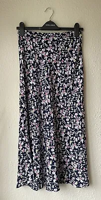 New Ex Laura  Ashley Navy Floral Midi Skirt Sizes 8-18 Rrp £60 • £12.99