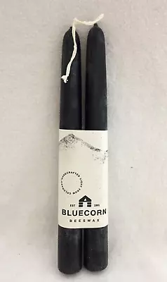 Bluecorn Candles 100% Pure Beeswax Black 8  Tapers Hand Dipped Colorado Pair • $14.99