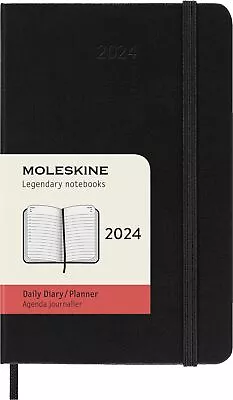 Moleskine Daily Agenda 12 Months 2024 Agenda 2024 Size Pocket 9x14 Hard Cover • $25.26