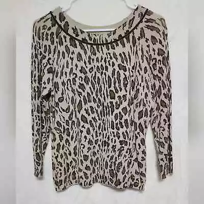 Vintage Pierre Cardin Leopard Print Crew Neck Sweater Size L • $25