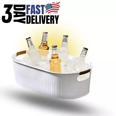 Metal Galvanized Beverage Tub Ice Bucket Bottle Cooler Tubs Organizer Picnic • $16.99