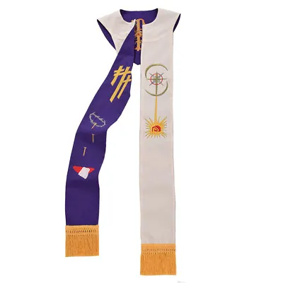 Church Clergy Purple / White Reversible Stole Cross Embroidery Priest  Stole • $29.99