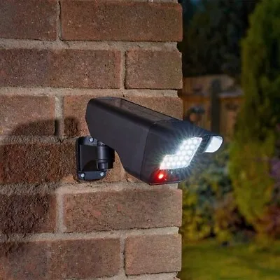 Solar Security Light Camera Fake CCTV PIR Floodlight Outdoor Garden Decoy Lamp • £19.99