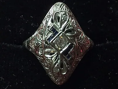 Antique .20ct. Mine Cut Diamond 18k White Gold Ring • $375