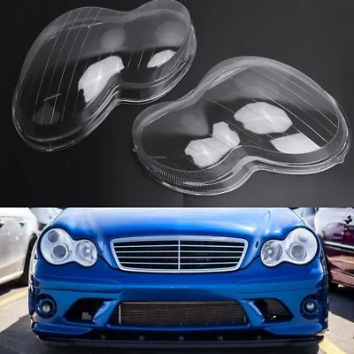 2pcs Headlight Lens Cover Replacement For Mercedes Benz C-Class W203 2001-2007 • $59.98