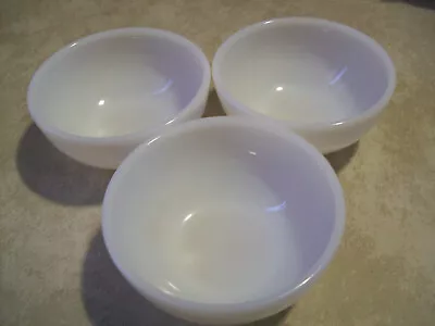 Set Of 3 Fire King Oven Ware Cereal Chili Bowls 5” White Milk Glass Vintage USA • $14.95