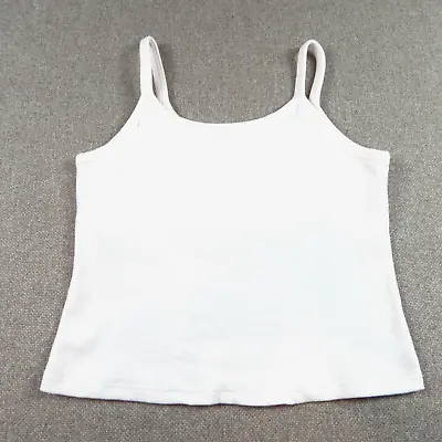 Moda International Cami Tank Top Womens Size XL Crop Bra White Stretch Y2K • $15.94