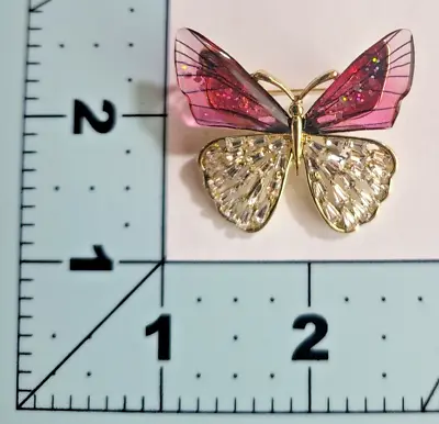 Butterfly Pin Brooch Fashion Costume Jewelry Pink FAST Free Ship • $10.39