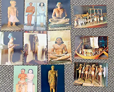 11 Postcards Of Ancient Stone Wooden Carvings Of  Model Figures Egyptian Museum • £5