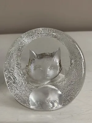 Mats Jonasson Art Glass Cat Signature Collection Lead Crystal  Handmade Sweden • £11.95