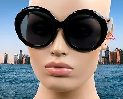 $7.99 • Buy Oversized Jumbo Round Large Retro Style Sunglasses Black/Full/Smoke K93